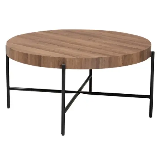 Baxton Studio Umar Modern Industrial Walnut Brown Finished Wood and Black Metal Coffee Table image {1}