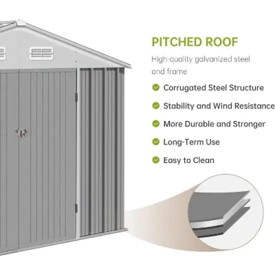 Metal Outdoor Storage Shed - Waterproof, Uv-Resistant Garden Shed with Updated Frame Structure, for Backyard,Garden,and Patio image {1}