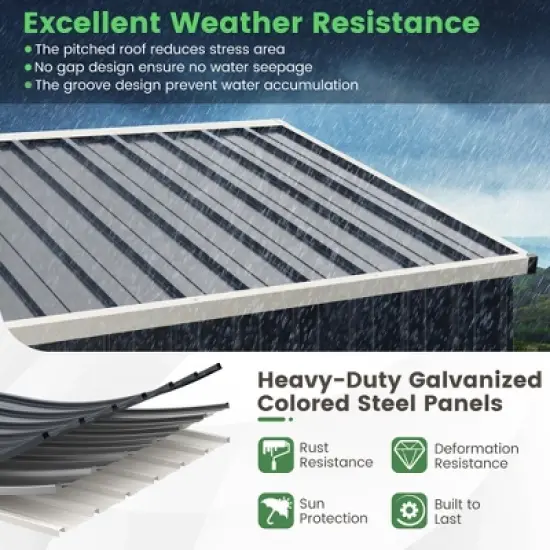 Costway 7 x 4 FT Metal Outdoor Storage Shed Snap-on Structures for Efficient Assembly image {7}