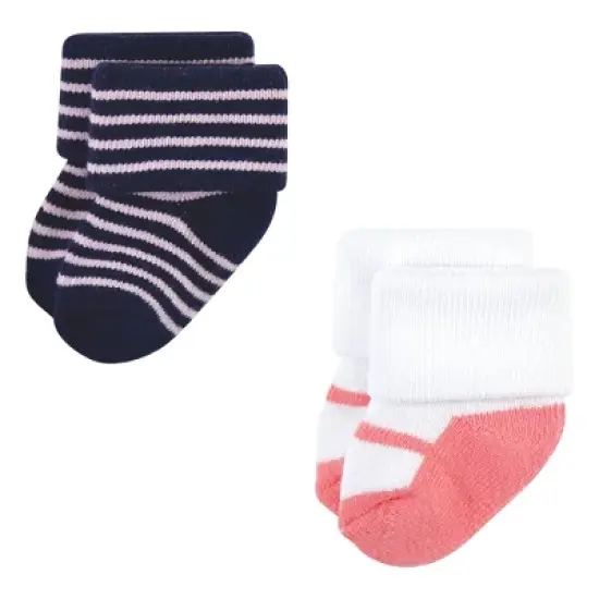 Little Treasure Infant Girl Newborn Socks, Coral Sparkle image {6}
