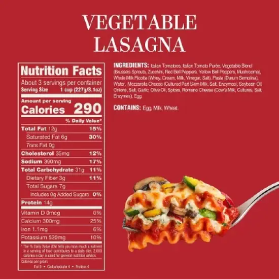 Rao's Made For Home Frozen Vegetable Lasagna - 26oz image {2}