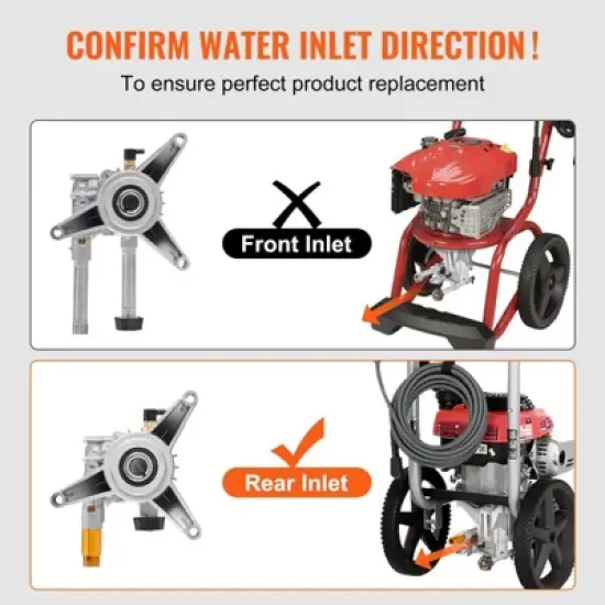 VEVOR Pressure Washer Pump, 7/8" Shaft Vertical, 3300 PSI, 3.0GPM, Replacement Power Washer Pumps Kit with 5 Nozzles,Hardware and Siphon Tube,Silver image {3}