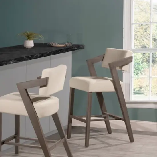 36" Snyder NonSwivel Barstool Aged Gray/Ecru - Hillsdale Furniture image {1}