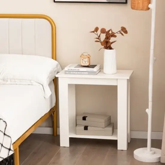 Tangkula 2-Tier End Table Modern Sofa Bedside Table Compact Nightstand with Storage Shelf image {1}