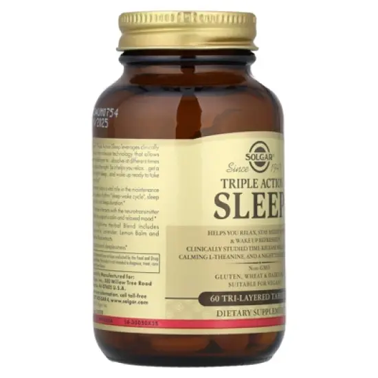 Solgar Sleep, Triple Action, 60 Tri-Layered Tablets image {3}