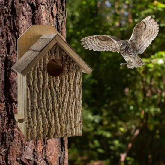 Uncle Dunkels Premium Screech Owl House; Rustic Handmade Owl Nesting Box image {5}