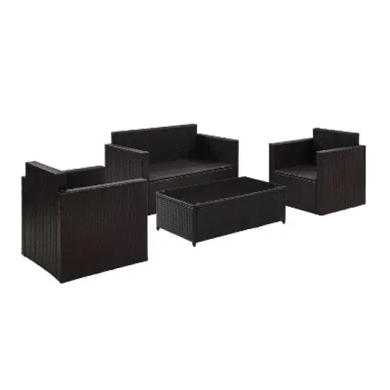 Palm Harbor 4pc Outdoor Wicker Conversation Set - Gray - Crosley image {6}