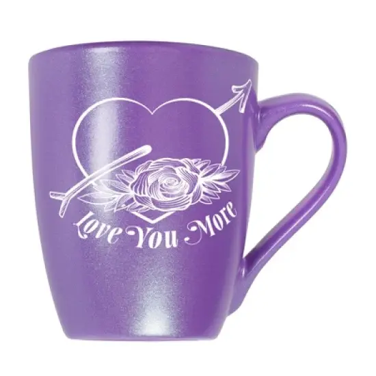 Elanze Designs Romantic Floral Valentines Coffee Cup Mug 10 Ounce Ceramic With Shimmery Metallic Finish Love You More Arrow Heart and Rose Passion image {5}