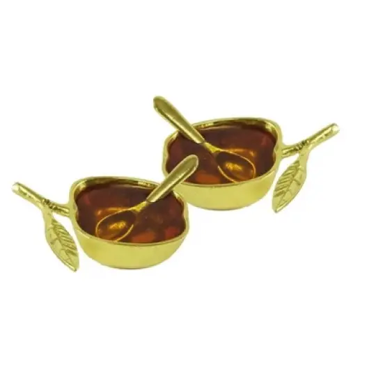 Classic Touch Set of 2 Gold Salt/Honey Dish image {3}