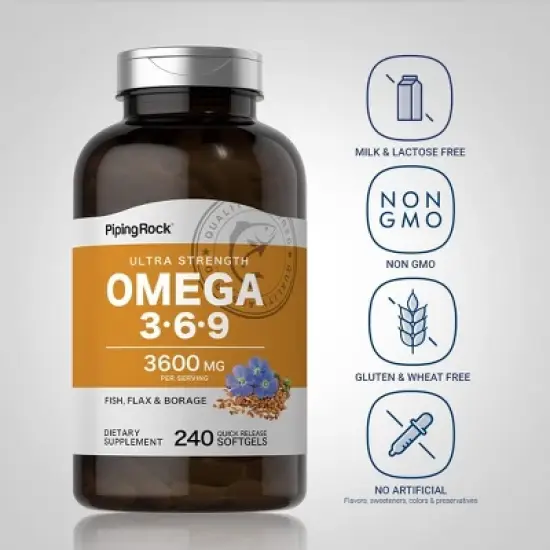 Piping Rock Omega 3 6 9 | 3600mg | 240 Softgels image {2}