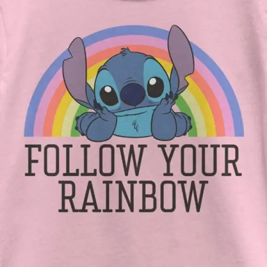 Girl's Lilo & Stitch Follow Your Rainbow Stitch T-Shirt image {1}