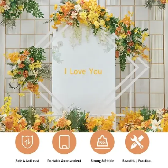 Artloge Double-Diamond Shaped Wedding Arch Backdrop Geometric Metal Frame Backdrop Stand Balloon Flower Holder for Garden Party Event Decor image {5}
