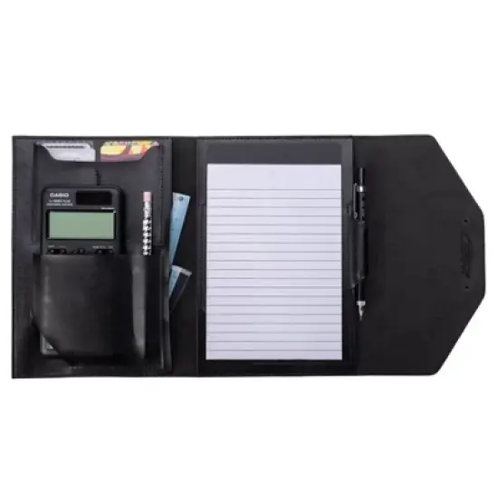 Case-it Tycoon Mini Padfolio Portfolio with Letter Size Writing Pad, Tri Fold Snap Closure image {1}