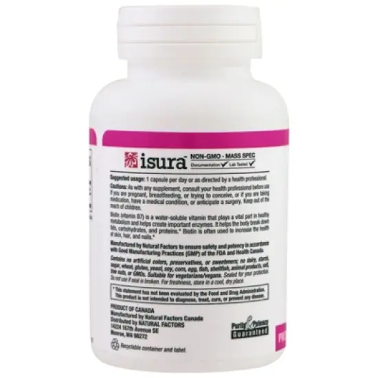 Natural Factors Biotin, 10,000 mcg, 60 Vegetarian Capsules image {2}