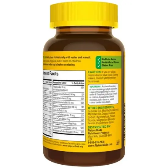 Nature Made Complete Multivitamin Mineral with Iron Nutritional Support Tablets - 130ct image {8}