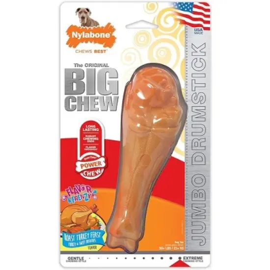 Nylabone Flavor Frenzy Big Chew Turkey Leg - Roast Turkey Feast with Turkey & Sweet Potato Flavors- Souper image {1}