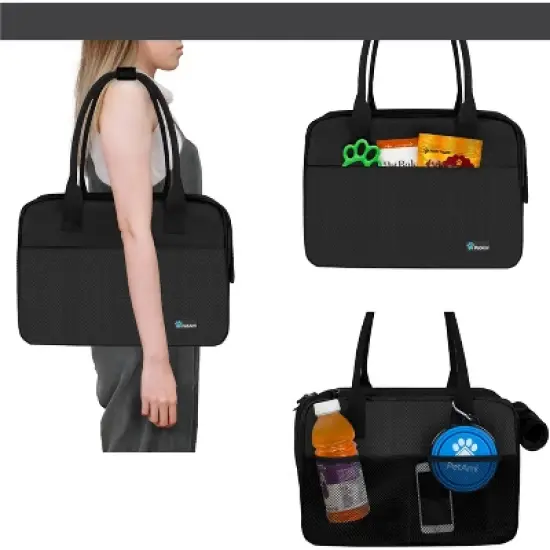 PetAmi Dog Purse Carrier, Airline Approved Soft Sided Pet Carrying Bag Pockets, Ventilated Puppy Cat Travel Carry Tote, Fleece Bed image {5}