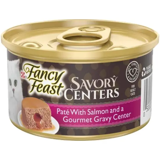 Purina Fancy Feast Savory Centers Pat&eacute; with Salmon and a Gourmet Gravy Center Wet Cat Food - 3oz/24pk image {4}