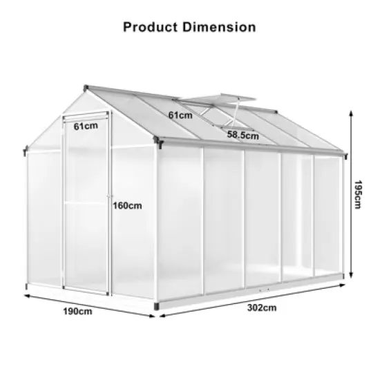 Walk-in Greenhouse Doors and Roof Windows Vent, Large Sun House for Garden Backyard Plant Garden Hot House image {1}