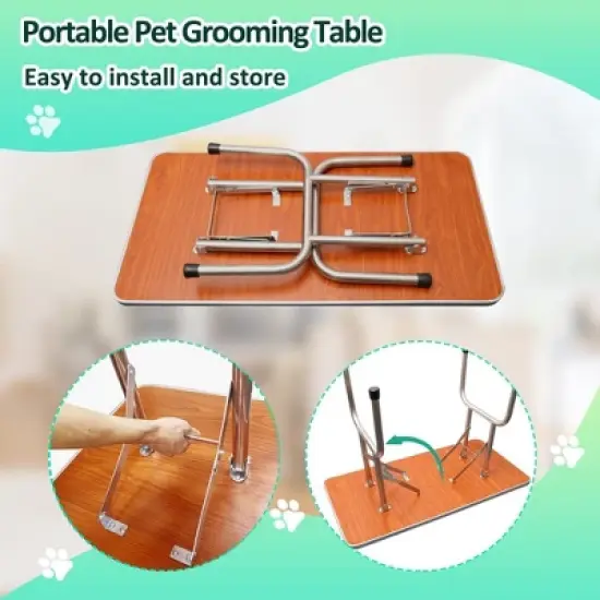 LOVMOR Dog Grooming Table,Adjustable Home Pet Grooming Tables with Arm/Noose/Mesh Tray image {4}