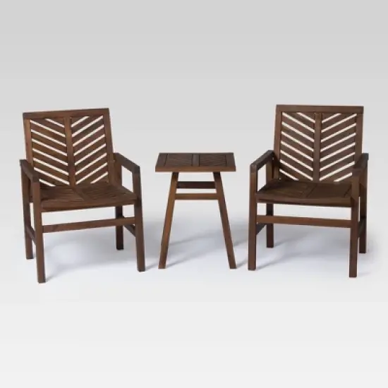 3pc Slatted Chevron Acacia Wood Patio Chat Set - Saracina Home image {2}