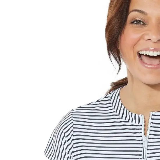 Swimsuits for All Women&rsquo;s Plus Size Chlorine Resistant Quarter Zip Swim Tee image {2}