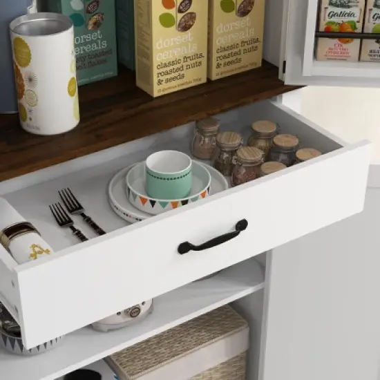 HOMCOM Tall Kitchen Pantry Cabinet, Farmhouse Storage Cabinet with Barn Doors, 6 Door Shelves, Drawer, Adjustable Shelves, Freestanding Cupboard image {5}