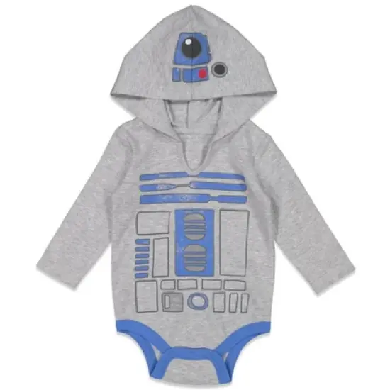 Star Wars Chewbacca Darth Vader R2-D2 Baby 3 Pack Long Sleeve Bodysuits Newborn to Infant image {2}