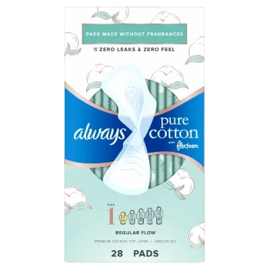 Always Pure Cotton with Wings Size 1 Regular Unscented - 28ct image {1}