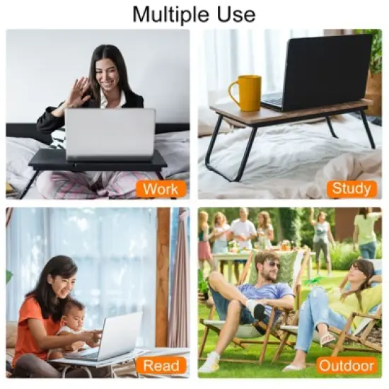 Unique Bargains Portable Laptop Bed Desk with Notebook Stand Cup Holder for Eating Reading Watching Folding Table image {3}