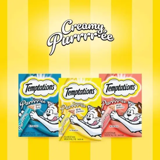 Temptations Creamy Purrrr-ee Chicken, Salmon and Tuna Lickable Squeezable Cat Treats Variety Pack - 24ct/10.1oz image {12}