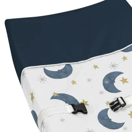 Sweet Jojo Designs Boy or Girl Gender Neutral Unisex Changing Pad Cover Bear and Moon Blue and Gold image {2}