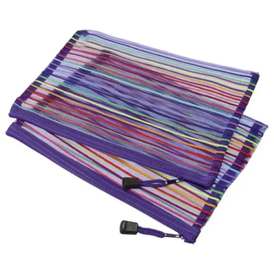Unique Bargains Mesh Document Pencil Home Office Storage Zipper Pouches 6 Pcs image {6}
