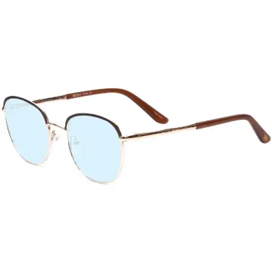 Scott&Zelda SZ7429 Unisex Blue Light Block Eyeglass Round Satin Brown Gold 50 mm +0.25 Custom Lens Non-Refundable image {1}