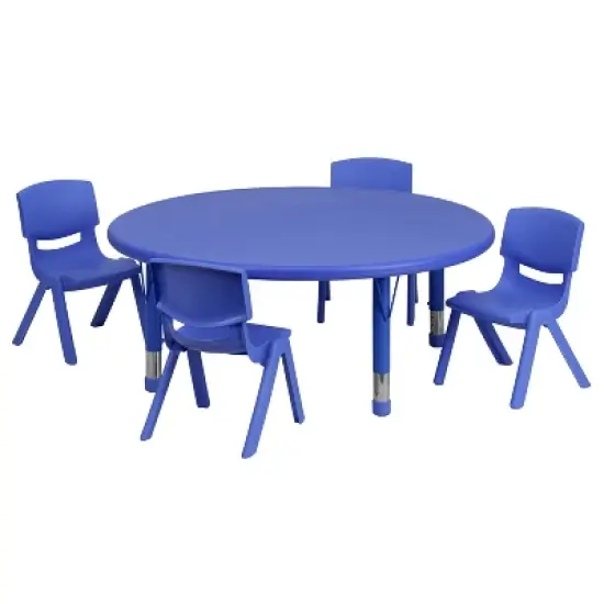 Flash Furniture 45" Round Plastic Height Adjustable Activity Table Set with 4 Chairs image {9}