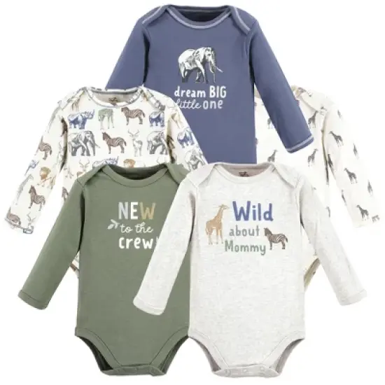 Touched by Nature Infant Boy Organic Cotton Long-Sleeve Bodysuits, Boy Safari image {7}