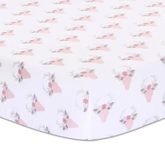 The Peanutshell Meadow Baby Crib Bedding Set - Pink Floral - 3pc image {2}