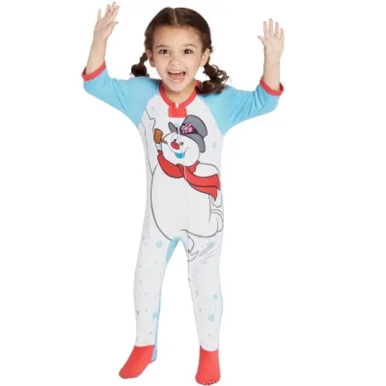 Frosty The Snowman Baby Fleece One Piece Footie Sleeper Holiday Pajama White image {2}