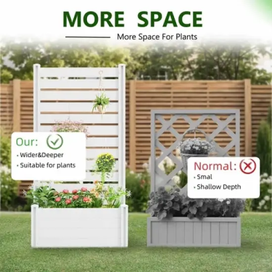 Lirago White PVC L Shaped Raised Garden Bed Combo 6ft x 3ft with 2 Planter Boxes and Privacy Screen Panel image {1}