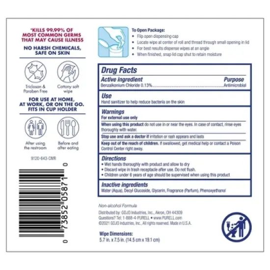 Purell Canister Wipes Refreshing Hand Sanitizer - Fresh Scent - 40ct image {2}