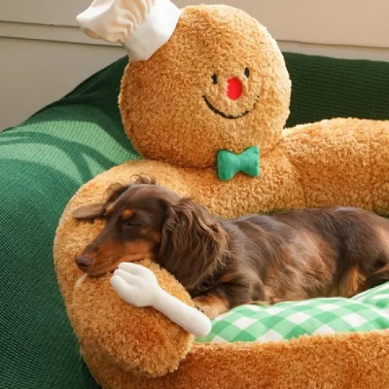 ZEZE Gingerbread Man Hug Pet Sofa Bed-Multicolored image {3}