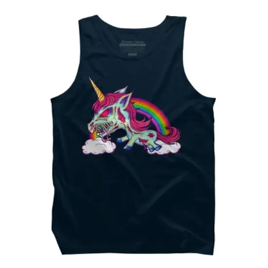 Men's Design By Humans Zombie Rainbow Unicorn By Dzuu Tank Top image {6}