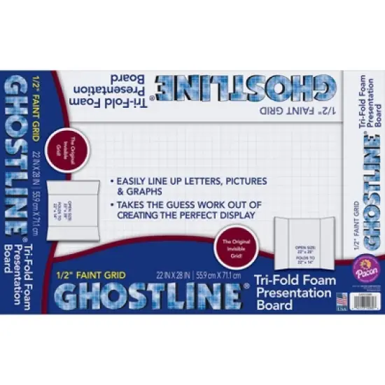 Ghostline&reg; Foam Presentation Board, White, 1/2" Faint Grid 28" x 22", Pack of 3 image {3}