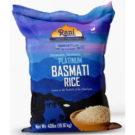 Platinum White Basmati Rice Extra Long - 640oz (40lbs) Cloth Bag - Rani Brand Authentic Indian Products image {8}