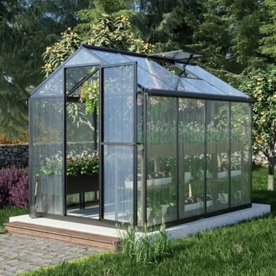 AOODOR Walk-in Greenhouse Polycarbonate Panel Hobby GreenhousesGarden image {5}