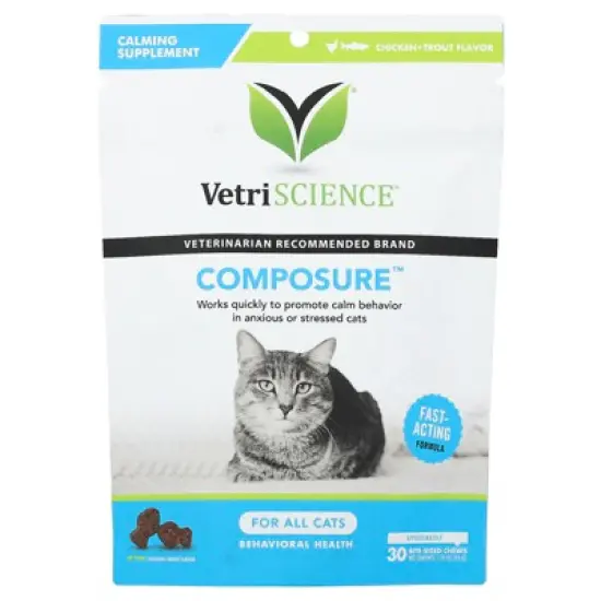 Vetriscience Composure&trade;, For All Cats, Chicken + Trout, 30 Bite-Sized Chews, 1.59 oz (45 g) image {2}
