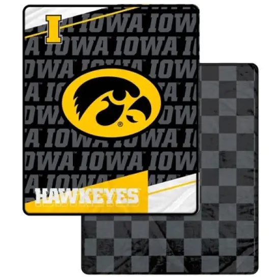 NCAA Iowa Hawkeyes Diagonal Ghost Checker Double Sided Blanket image {3}
