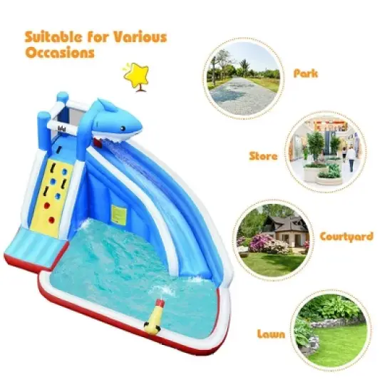Costway Inflatable Water Slide Animal Shaped Bounce House Castle Splash Water Pool Without Blower image {6}
