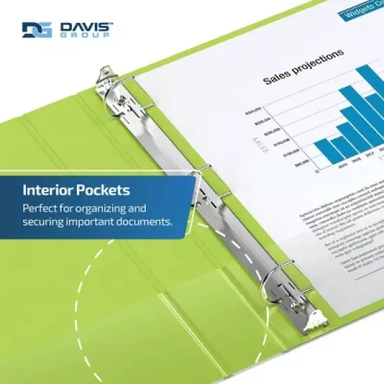 Davis Group 4pk 5" Premium Economy Angled D-Ring Binder Lime Green: Easyview, Polypropylene, 700 Sheet Capacity, Hard Cover image {5}
