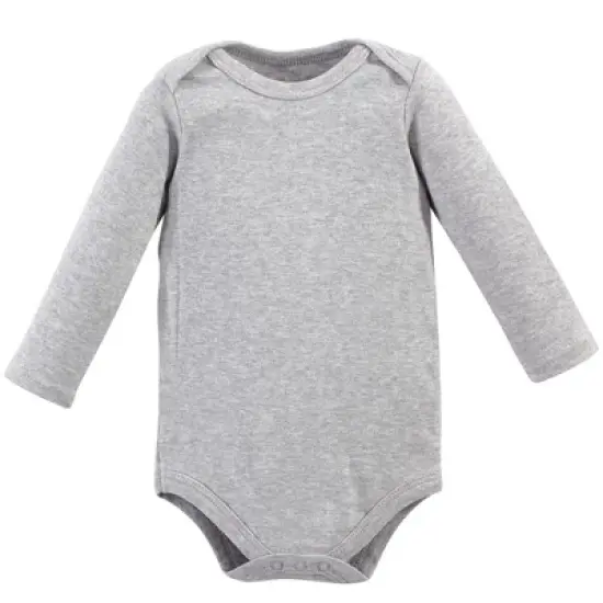 Hudson Baby Cotton Long-Sleeve Bodysuits 5pk, Gray Penguin image {1}